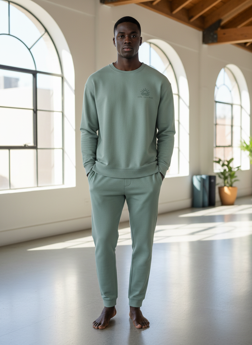Aura Yoga Flow Crewneck Medium Sage Main Image