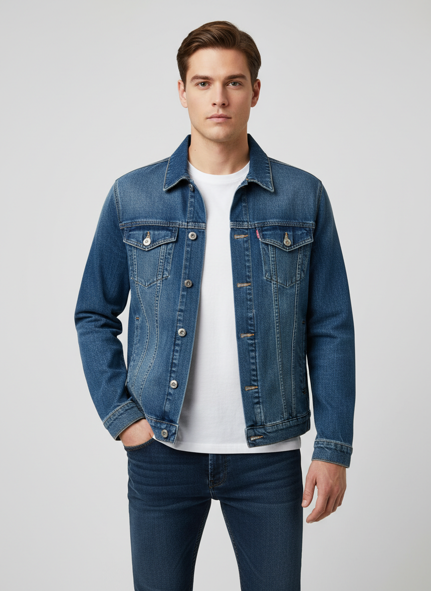 Rebel Denim Trucker Jacket Small Medium Wash Main Image