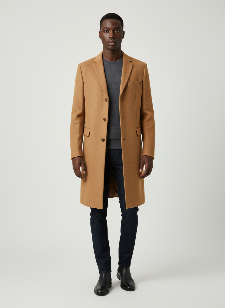 Lumina Wool Blend Overcoat Medium Camel Main Image