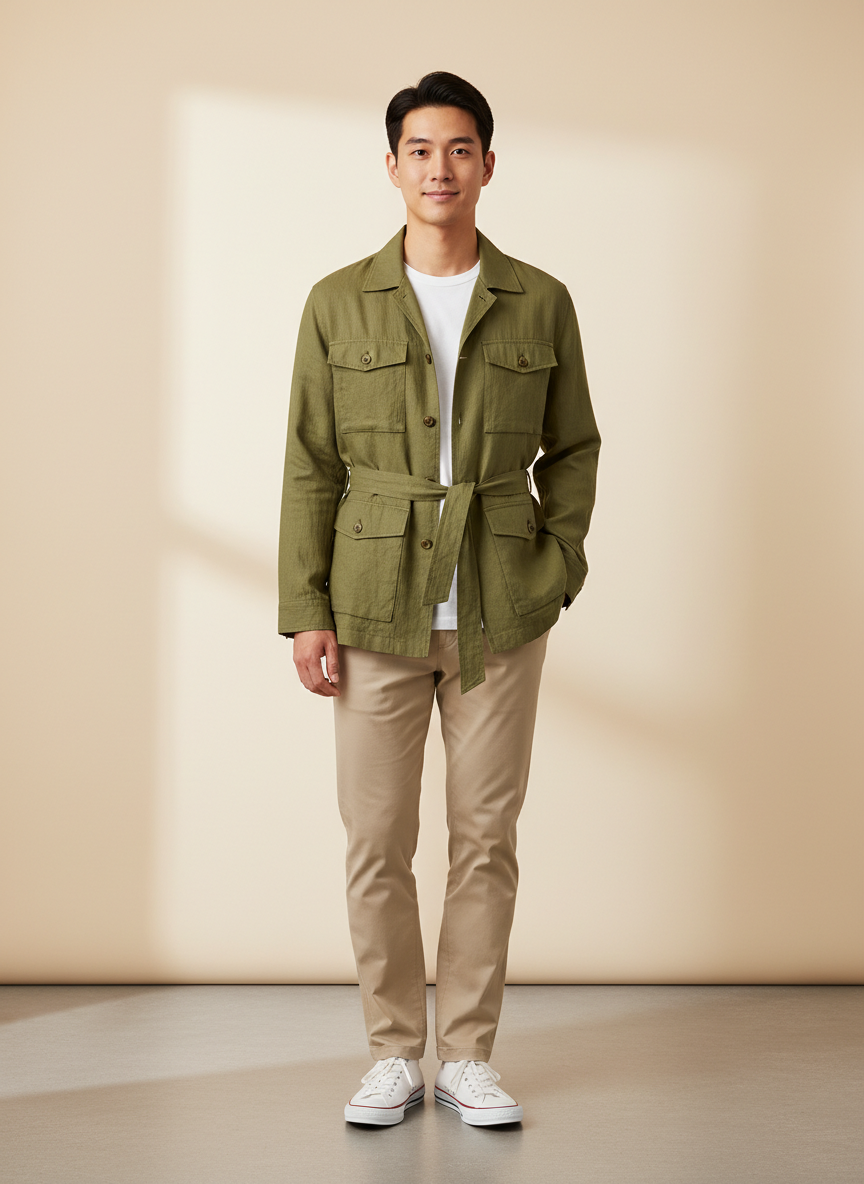 Vera Unlined Safari Jacket Small Olive Main Image