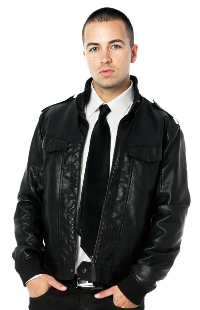 Luigi Valenti Black Leather Short Coat Main Image