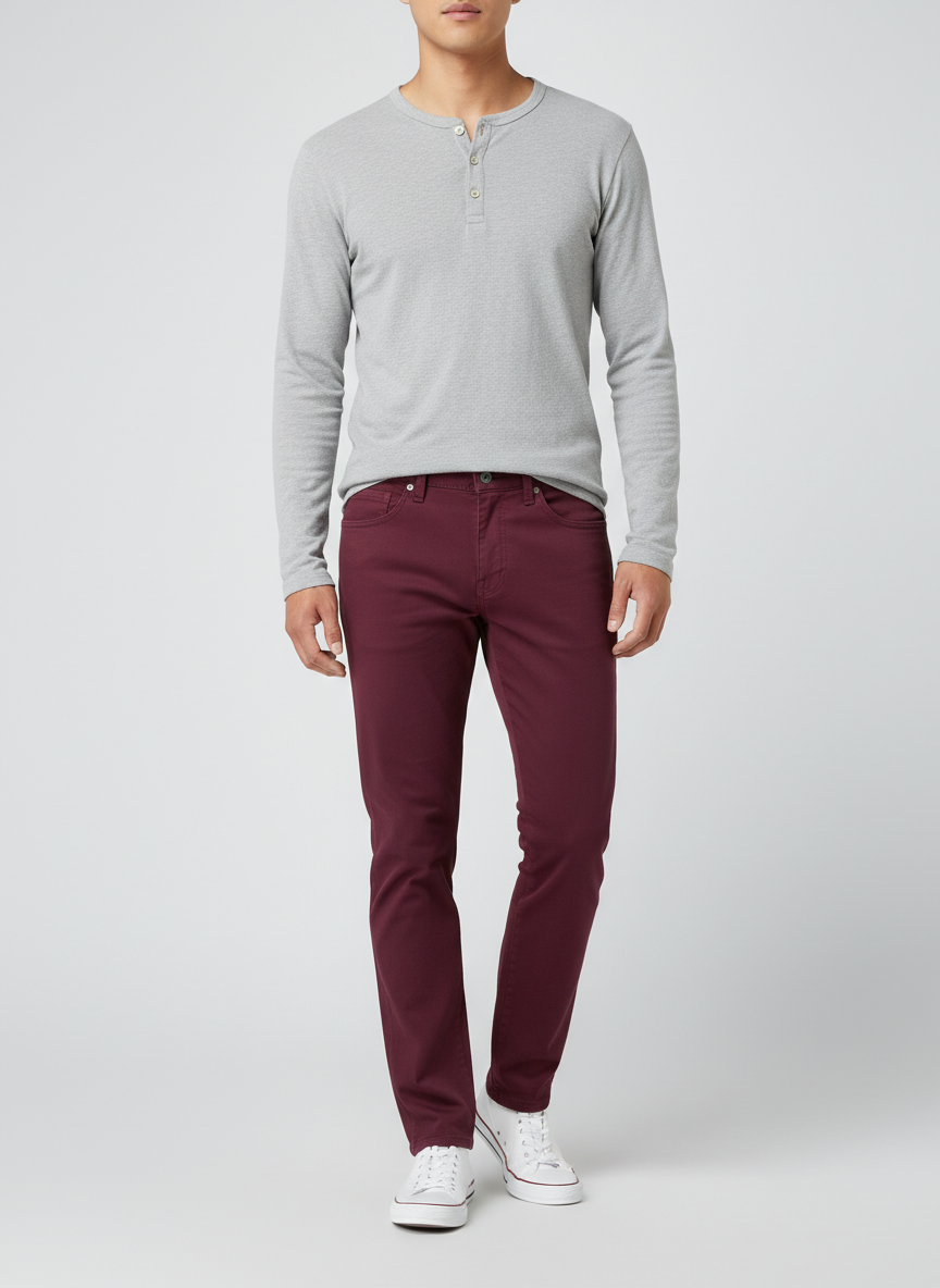 Vera Five-Pocket Twill Pant 34x32 Burgundy Main Image