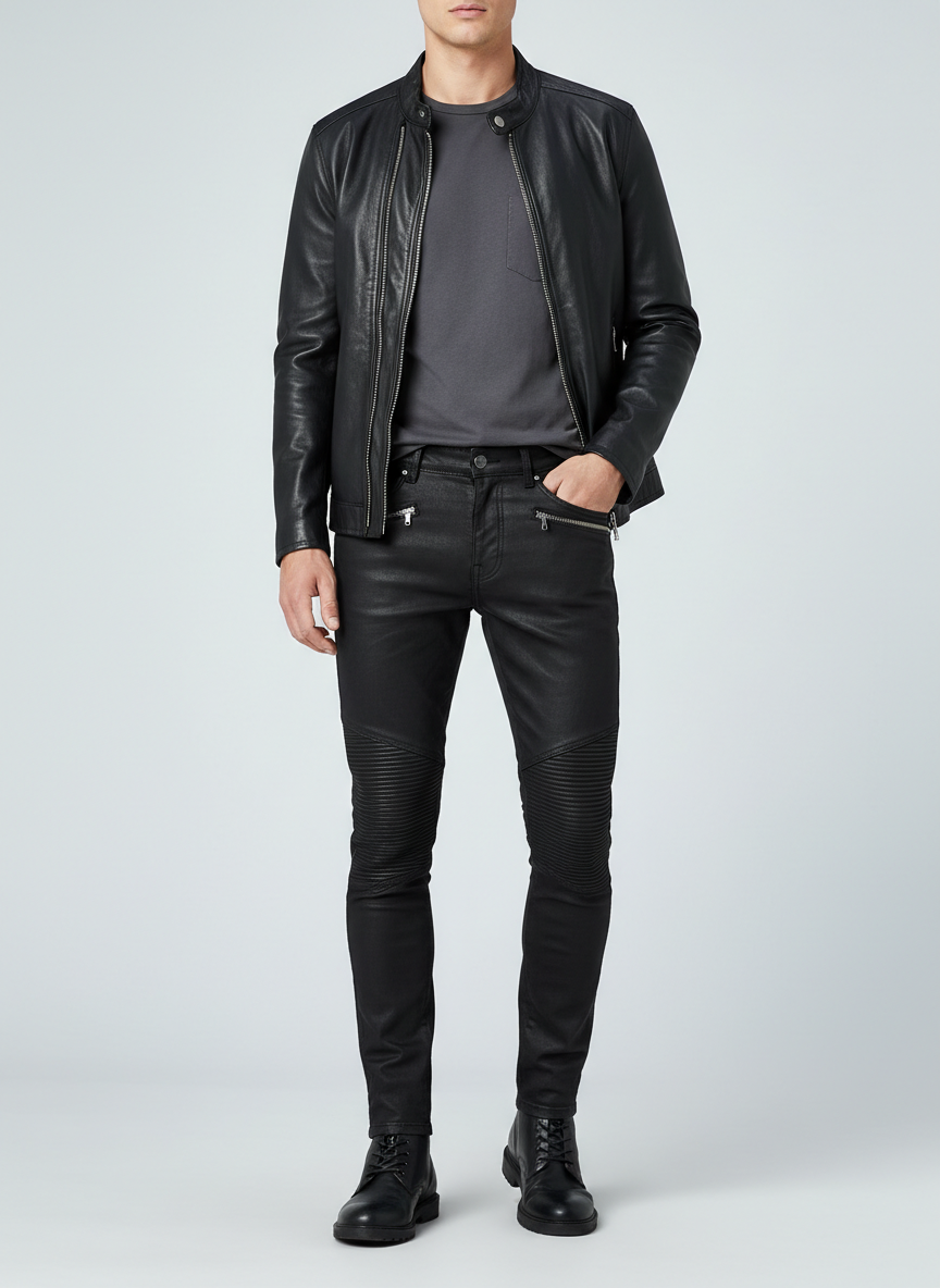 Rebel Coated Denim Moto Pant 30x30 Black Main Image