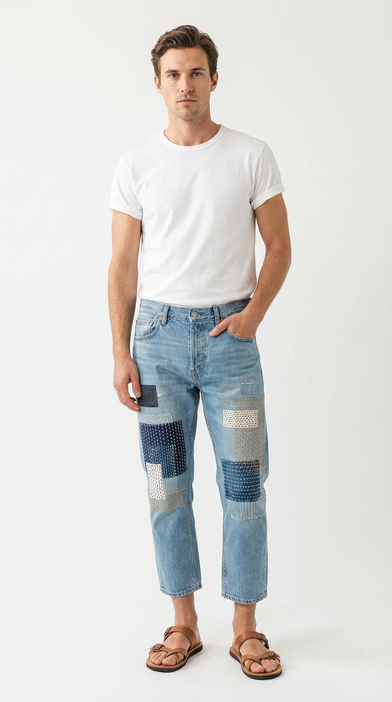 The Vintage Repaired Cropped Denim Main Image