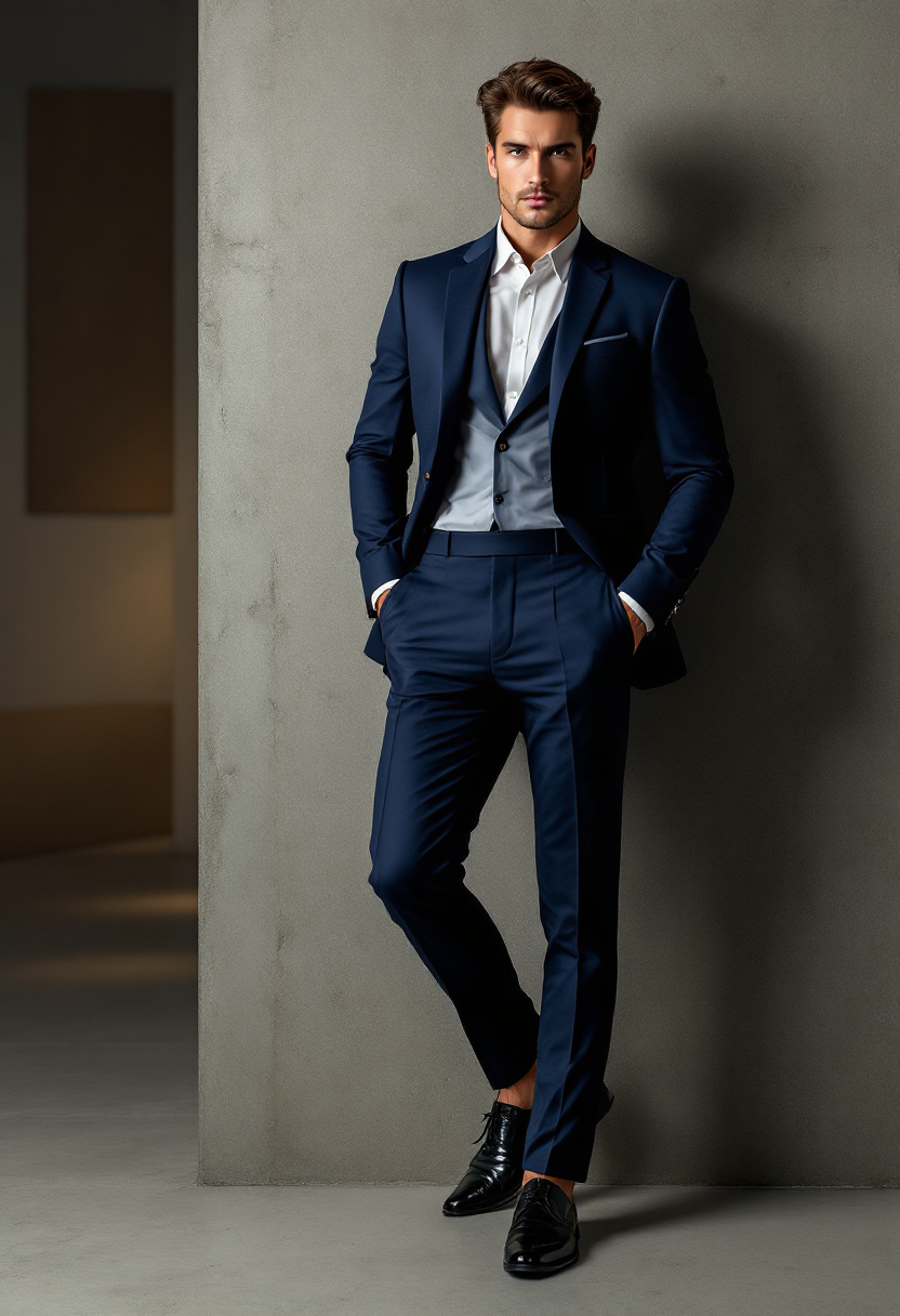 Navy Modern Slim Suit Trousers Main Image