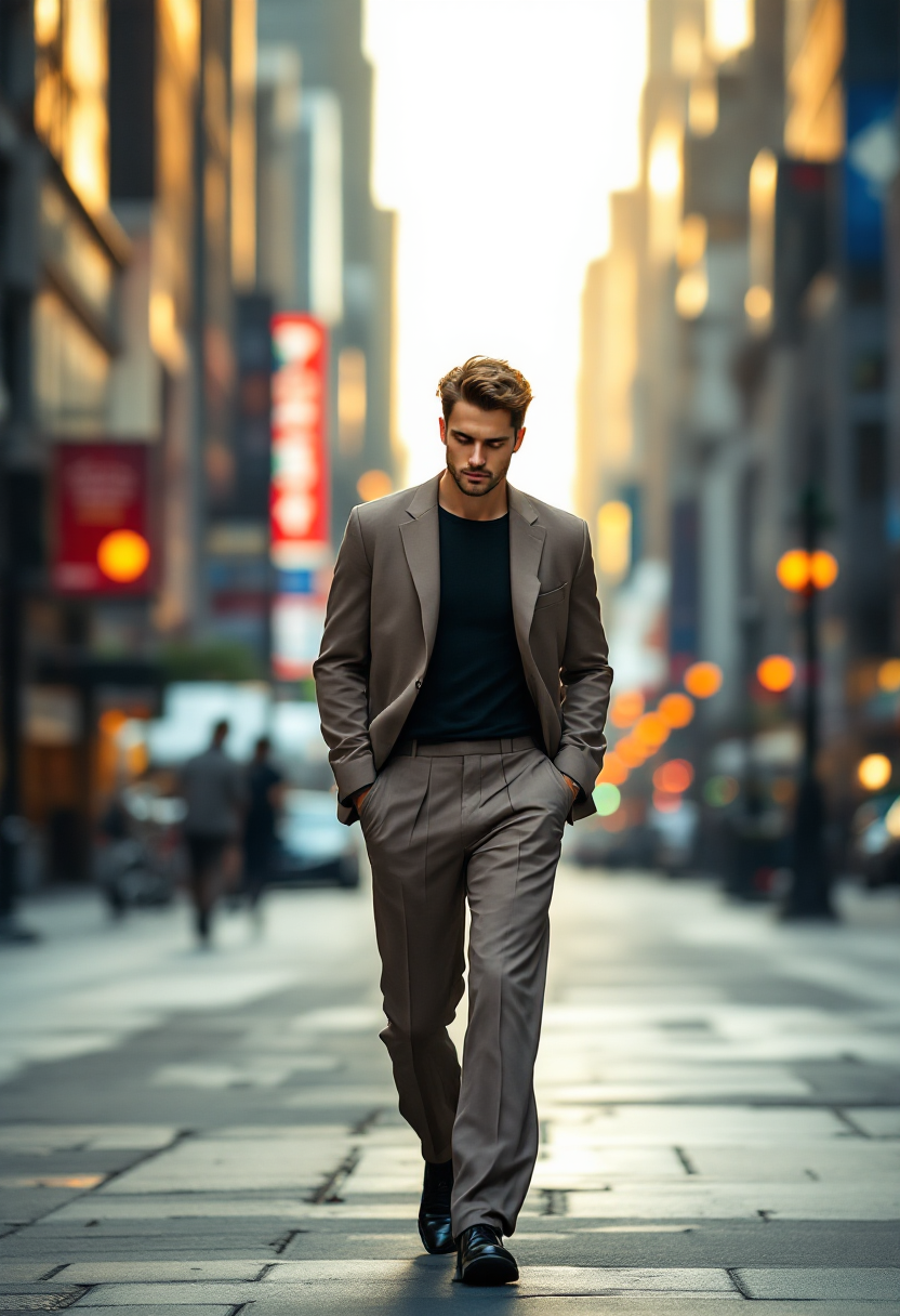 Taupe City Slim Trousers Main Image
