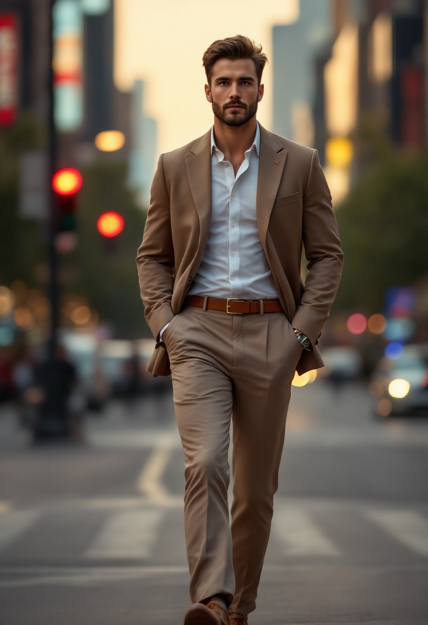 Sandstone Suit Pants with Notch Detail Main Image