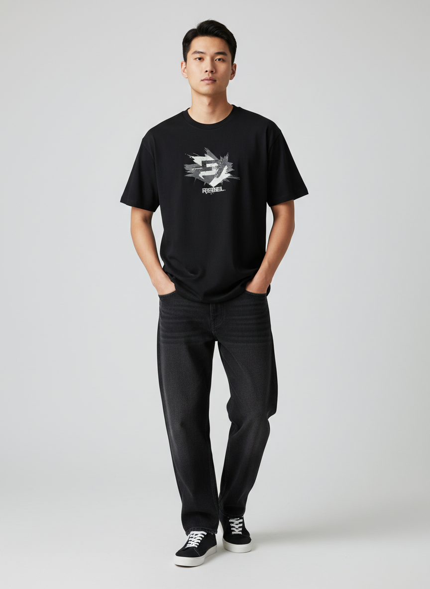Rebel Graphic Crewneck Tee Small Black Main Image