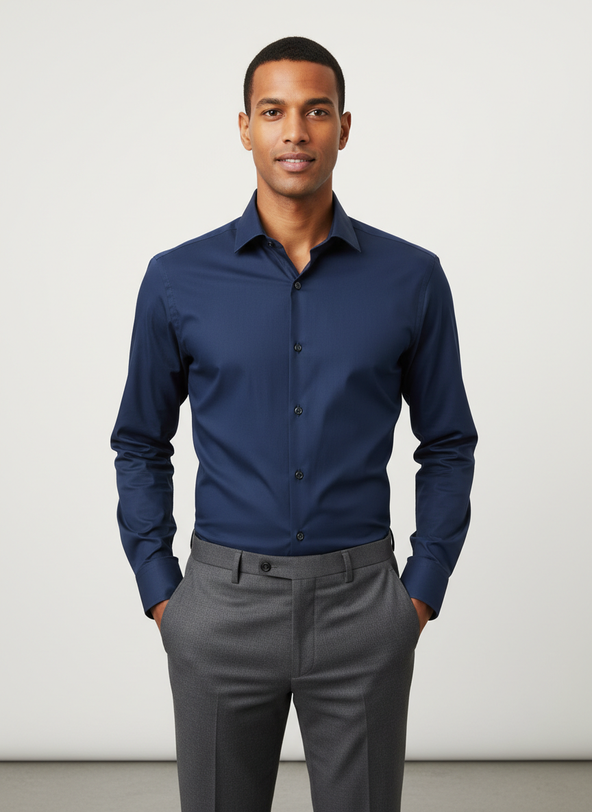 Vera Tailored Dress Shirt X-Large Navy Main Image
