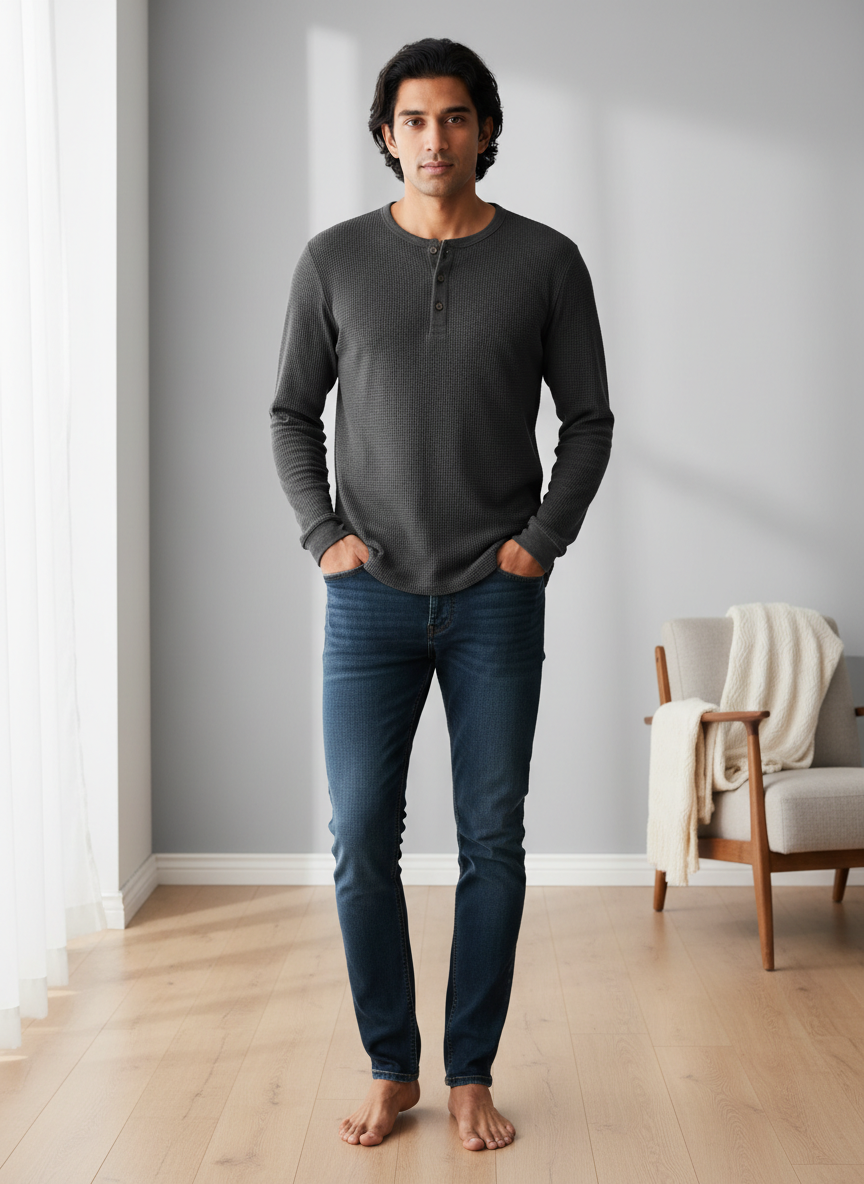 Lumina Essential Henley Large Charcoal Main Image