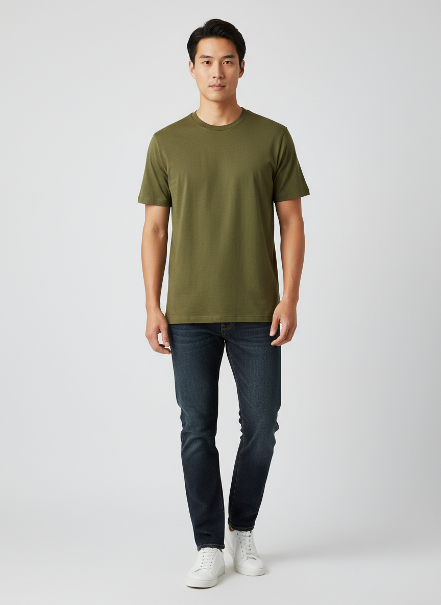 Lumina Premium Pima Tee Medium Olive Main Image
