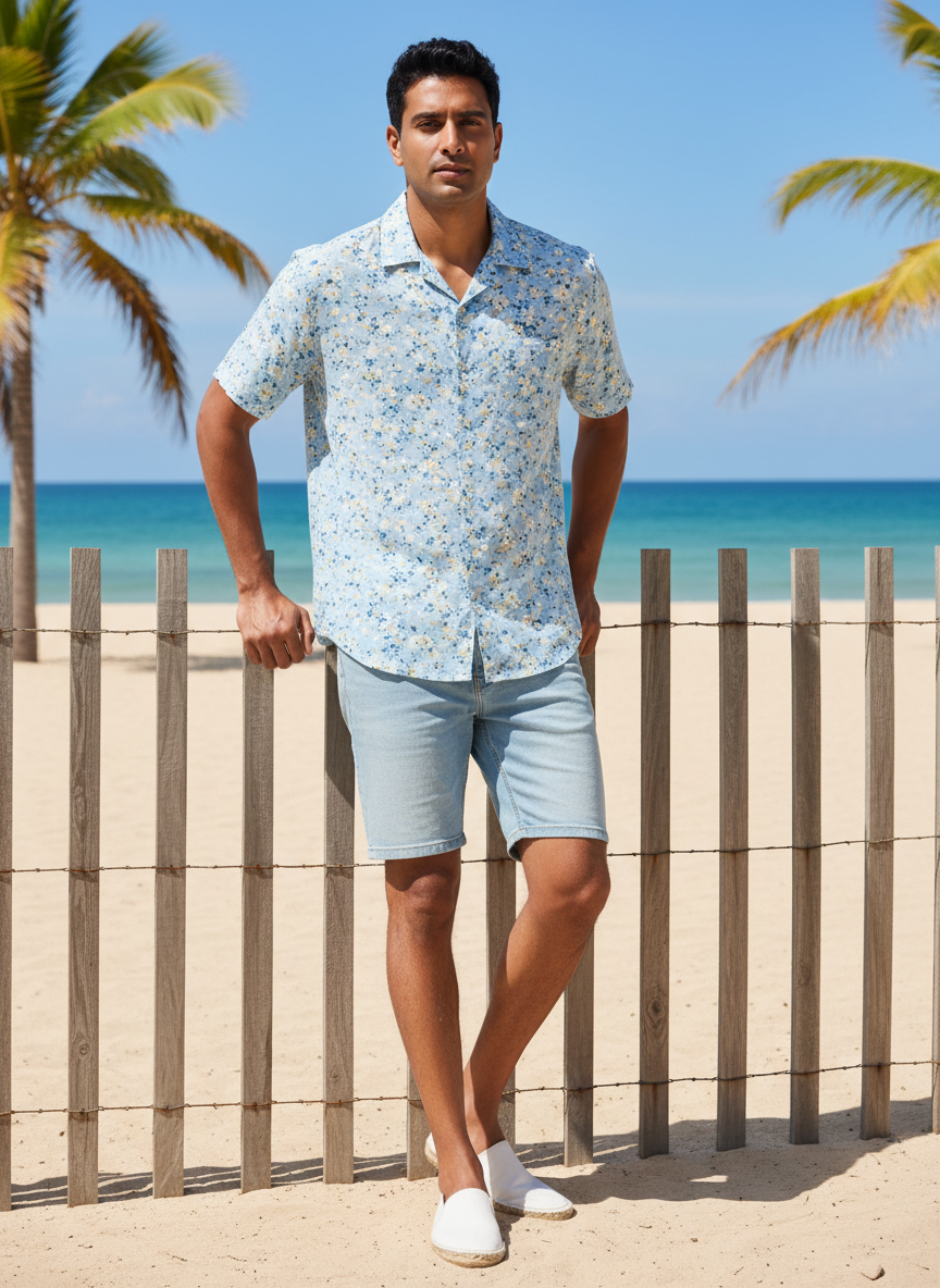 Solstice Camp Collar Resort Shirt Large Floral Print Main Image