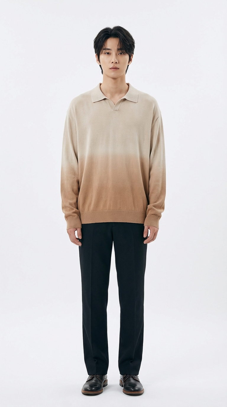 The Ombre Dye Long Sleeve Polo Main Image