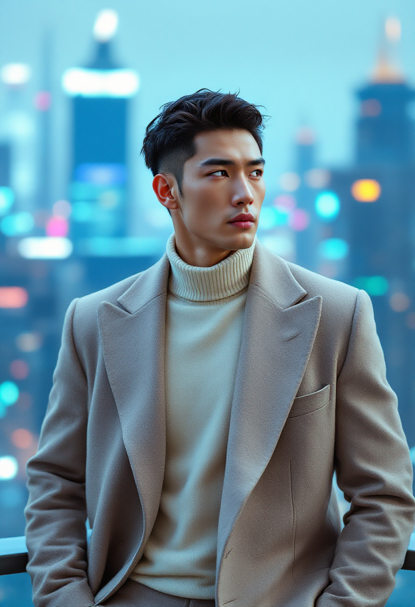 Beige Wool Blend Turtleneck Main Image
