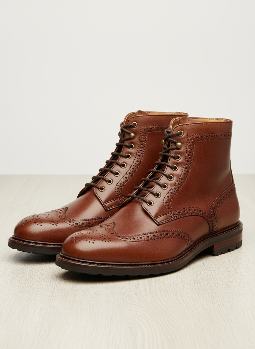 Lumina Brogue Lace-Up Boot Size 12 Walnut Main Image