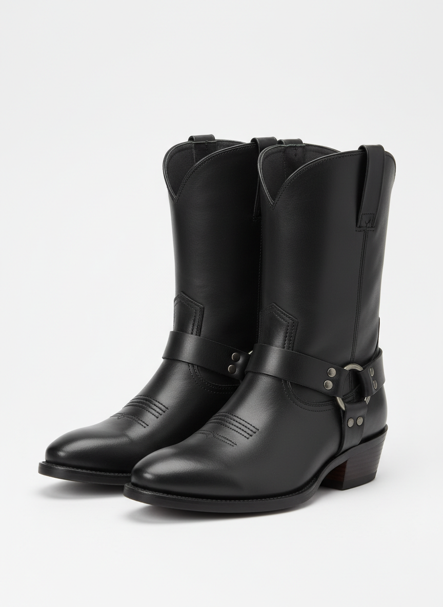 Aura Western Harness Boot Size 9 Black Main Image