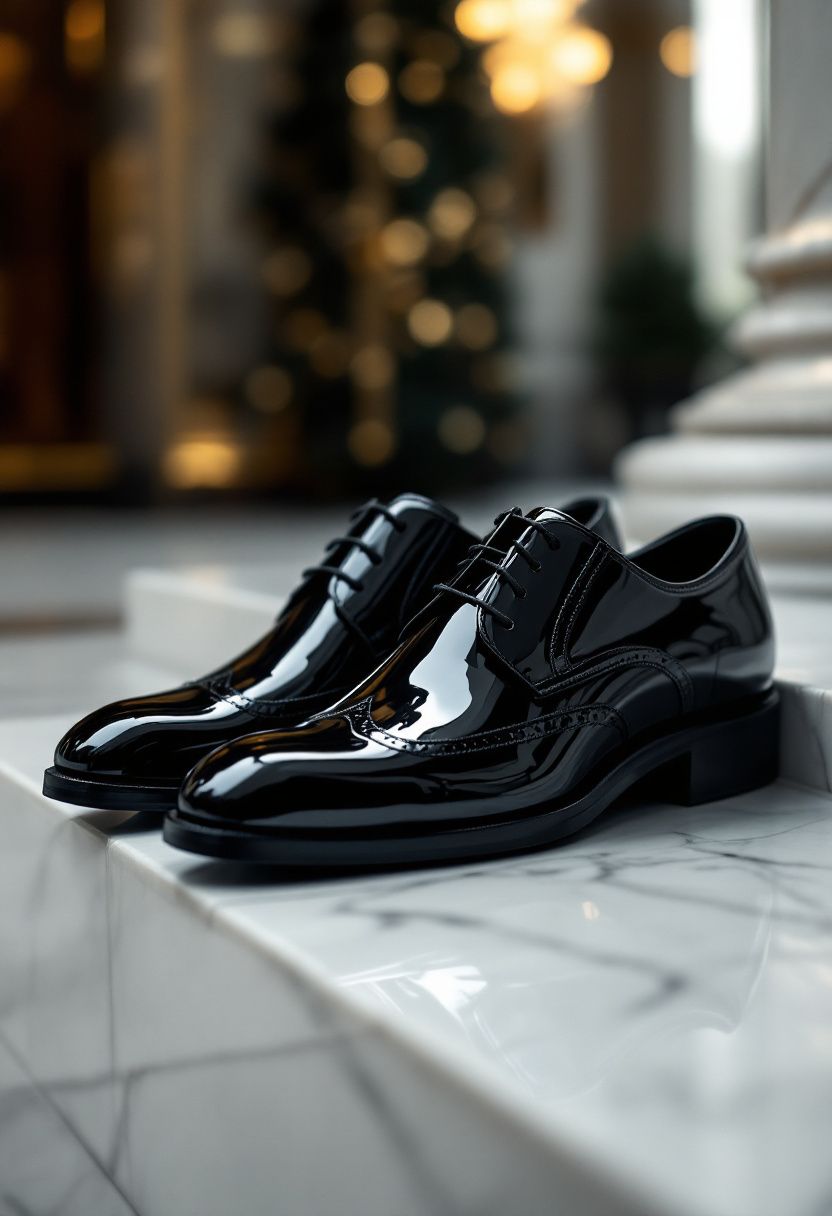 Black Patent Derby Dress Shoes Main Image