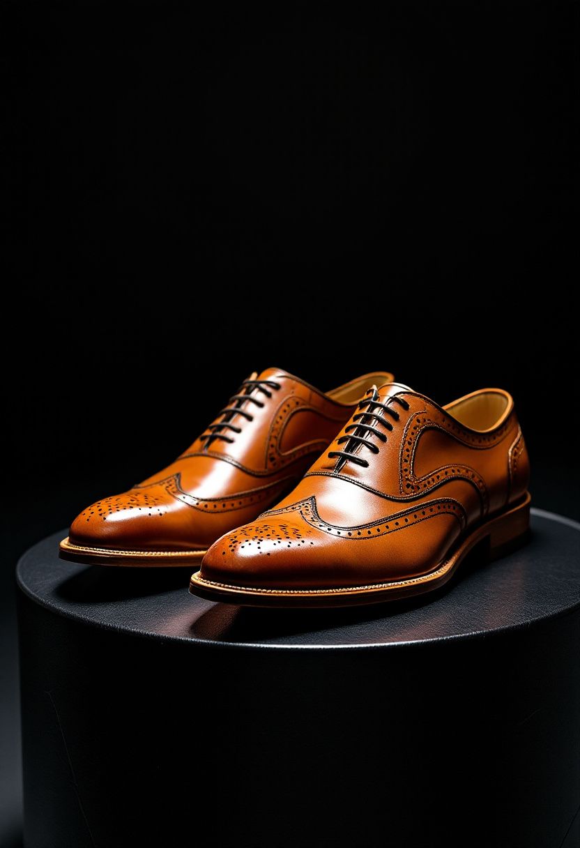 Caramel Wingtip Oxford Shoes Main Image