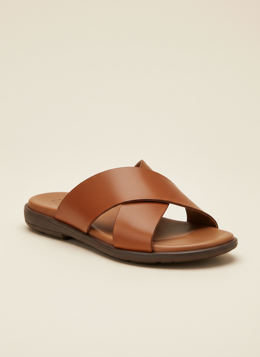 Lumina Cross-Strap Leather Sandal Size 12 Brown Main Image