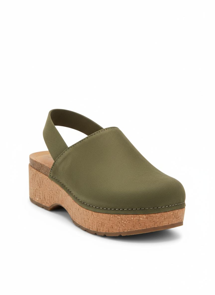 Vera Cork Sole Clog Sandal Size 10 Olive Main Image
