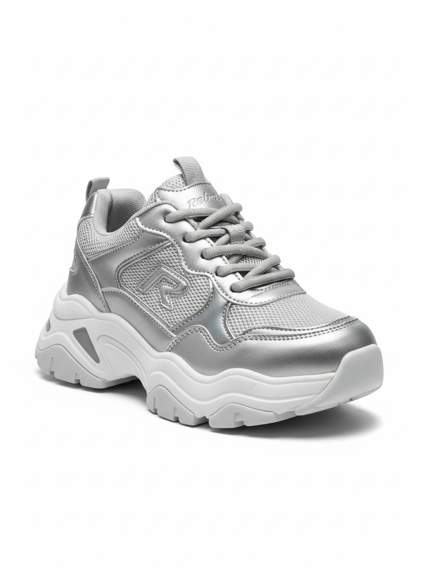 Rebel Chunky Dad Shoe Size 9 Silver Main Image