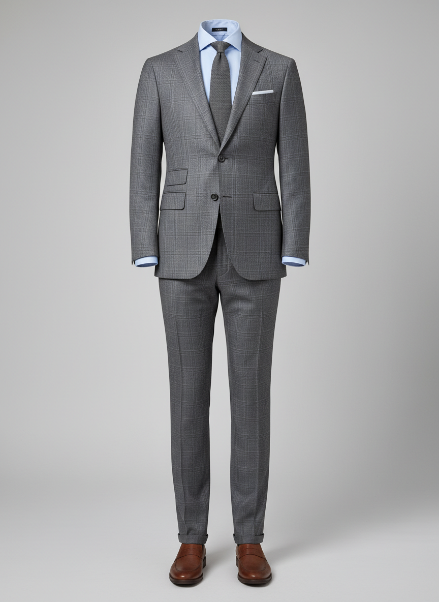 Lumina Modern Check Suit 42R Grey Check Main Image