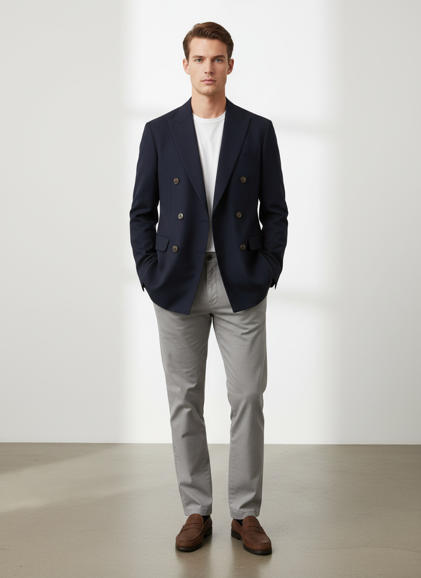 Vera Double Breasted Blazer 42R Navy Main Image