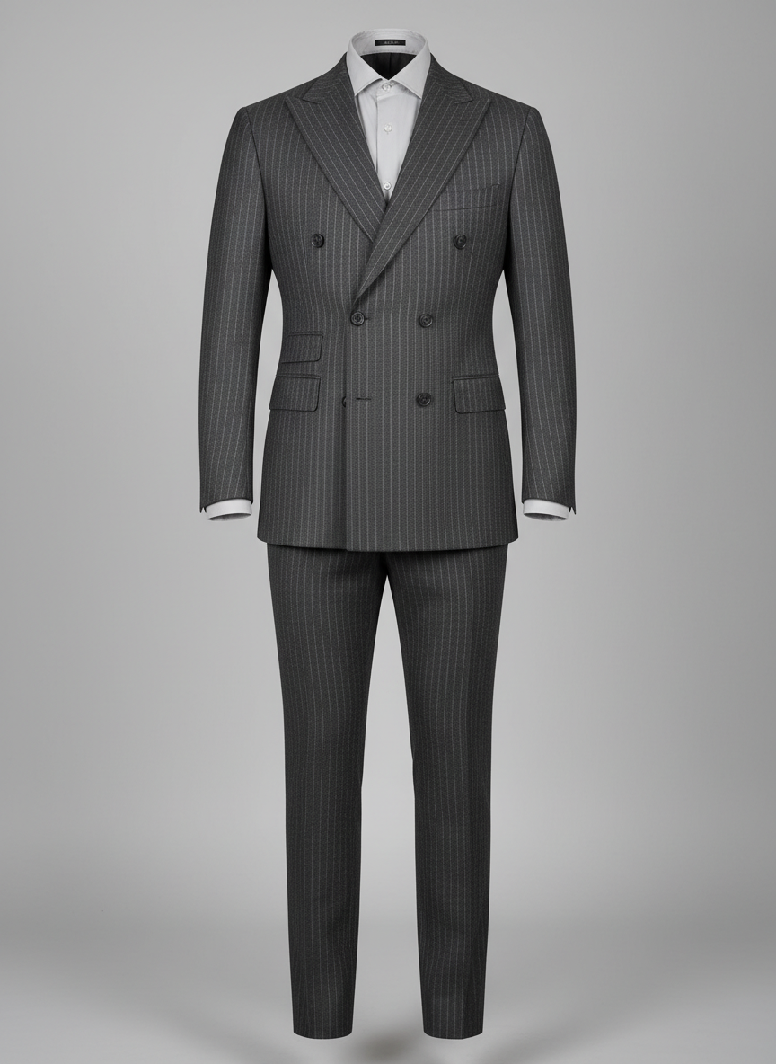 Rebel Pinstripe Suit 44R Charcoal Pinstripe Main Image