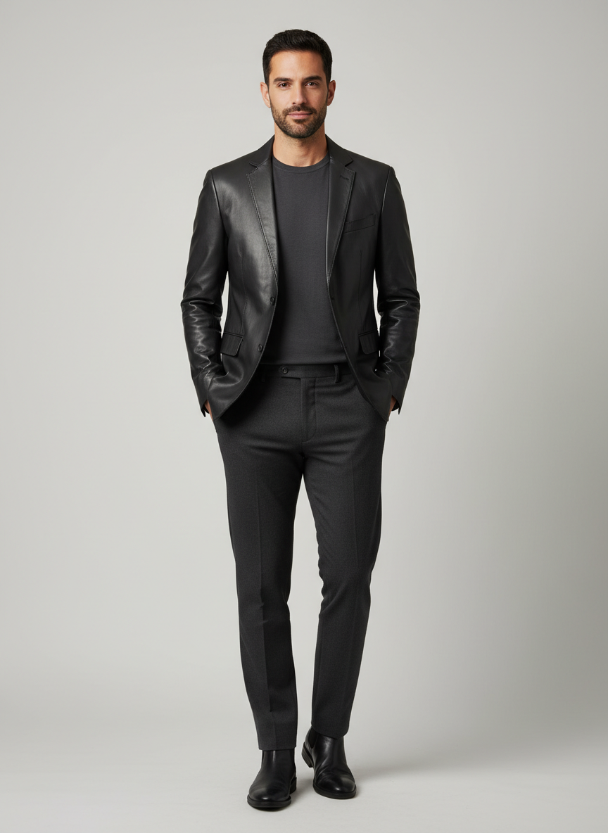 Rebel Leather Blazer 44R Black Main Image
