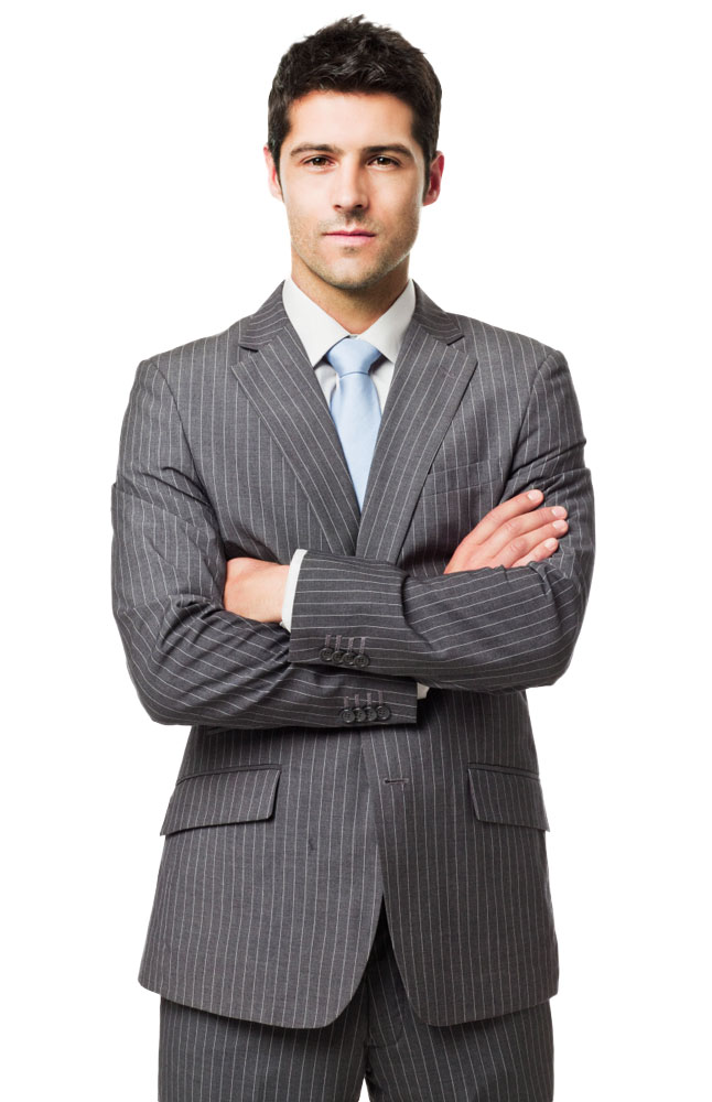 Albini Contemporary Gray Pinstripe Suit Main Image