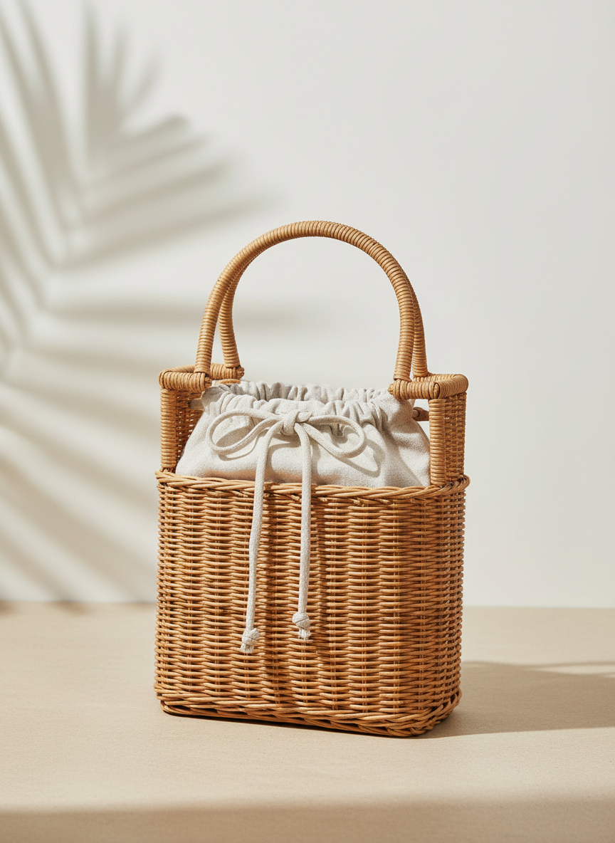 Lumina Woven Rattan Basket Bag Natural Main Image