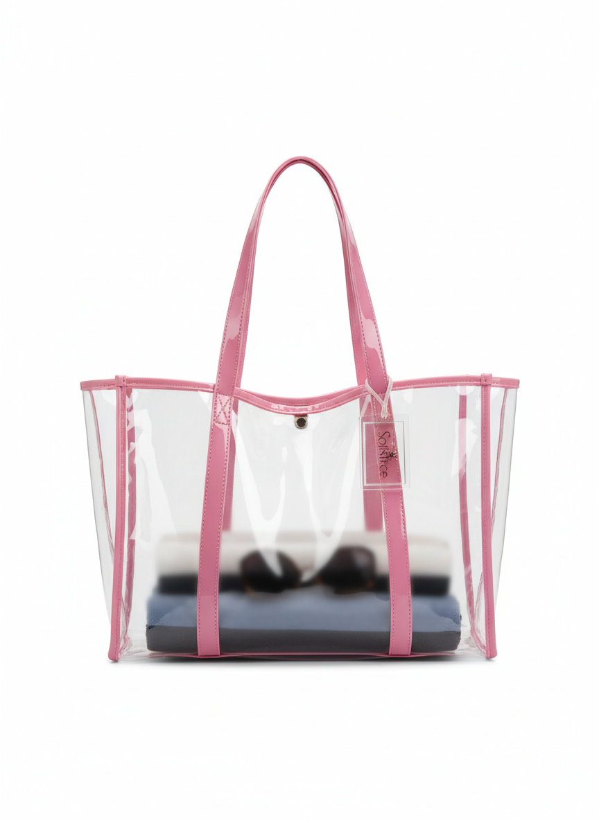 Solstice Clear Beach Tote Clear/Pink Main Image