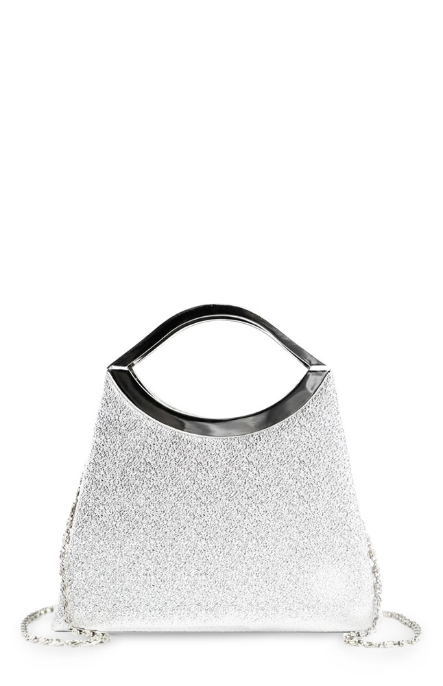 Borsati Sparkling Silver Box Clutch Main Image