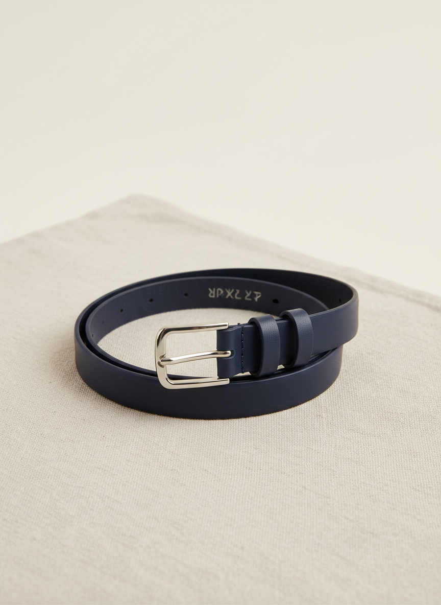Vera Skinny Waist Belt Small Navy Main Image