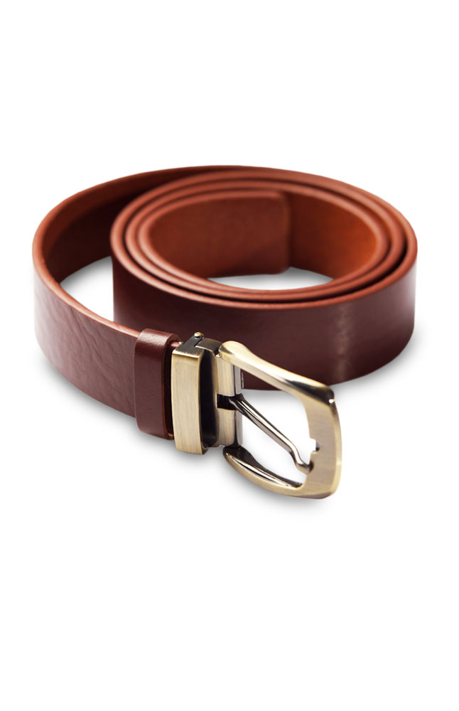 Albini Brown Slim Leather Belt Main Image