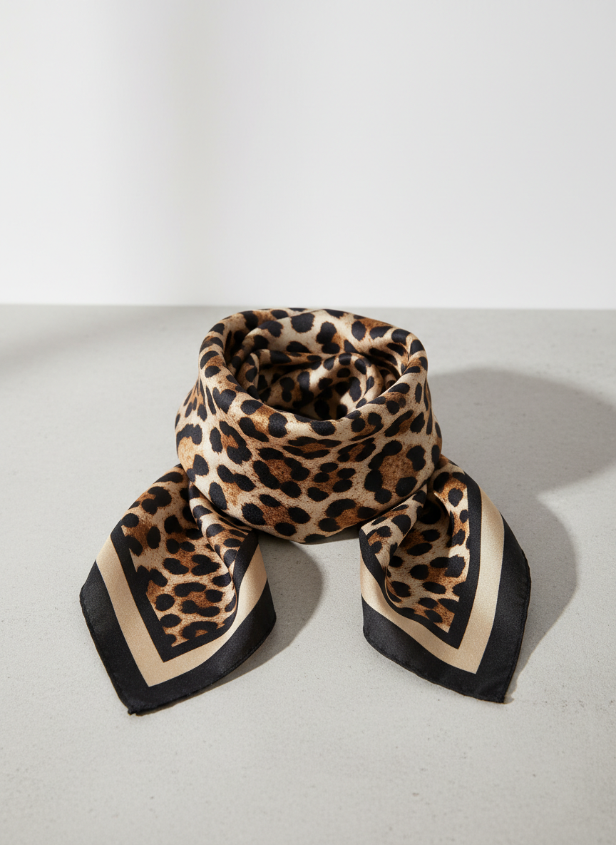Rebel Silk Square Scarf Small Square Leopard Main Image