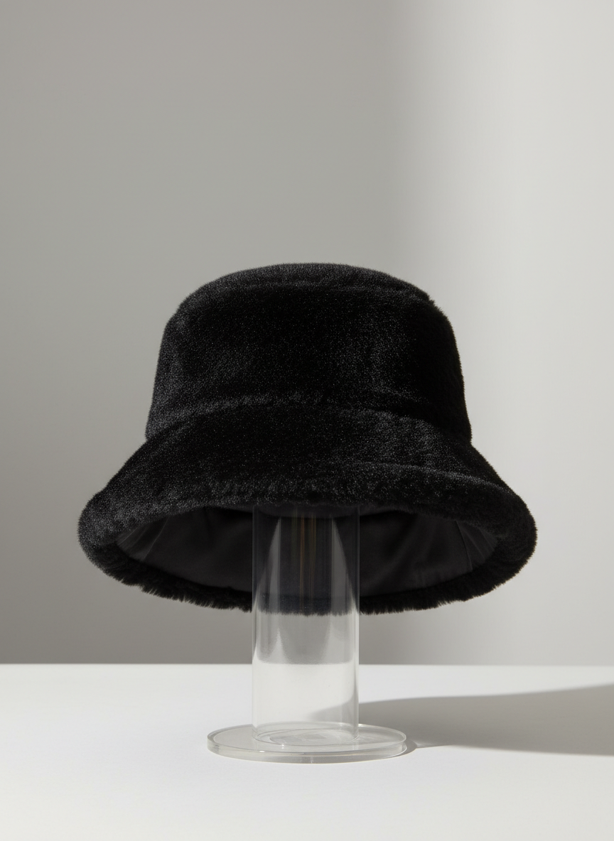 Lumina Faux Fur Bucket Hat L/XL Black Main Image