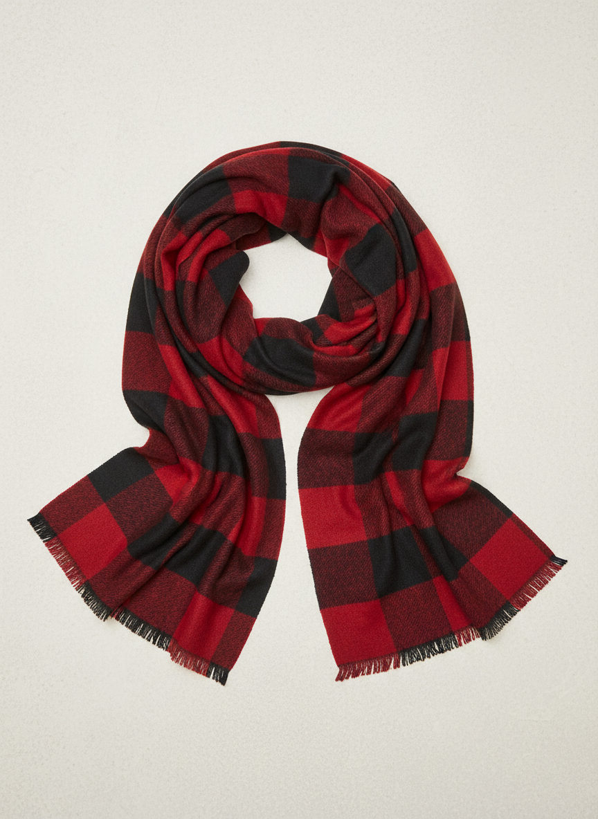 Rebel Plaid Blanket Scarf Oversized Red/Black Main Image