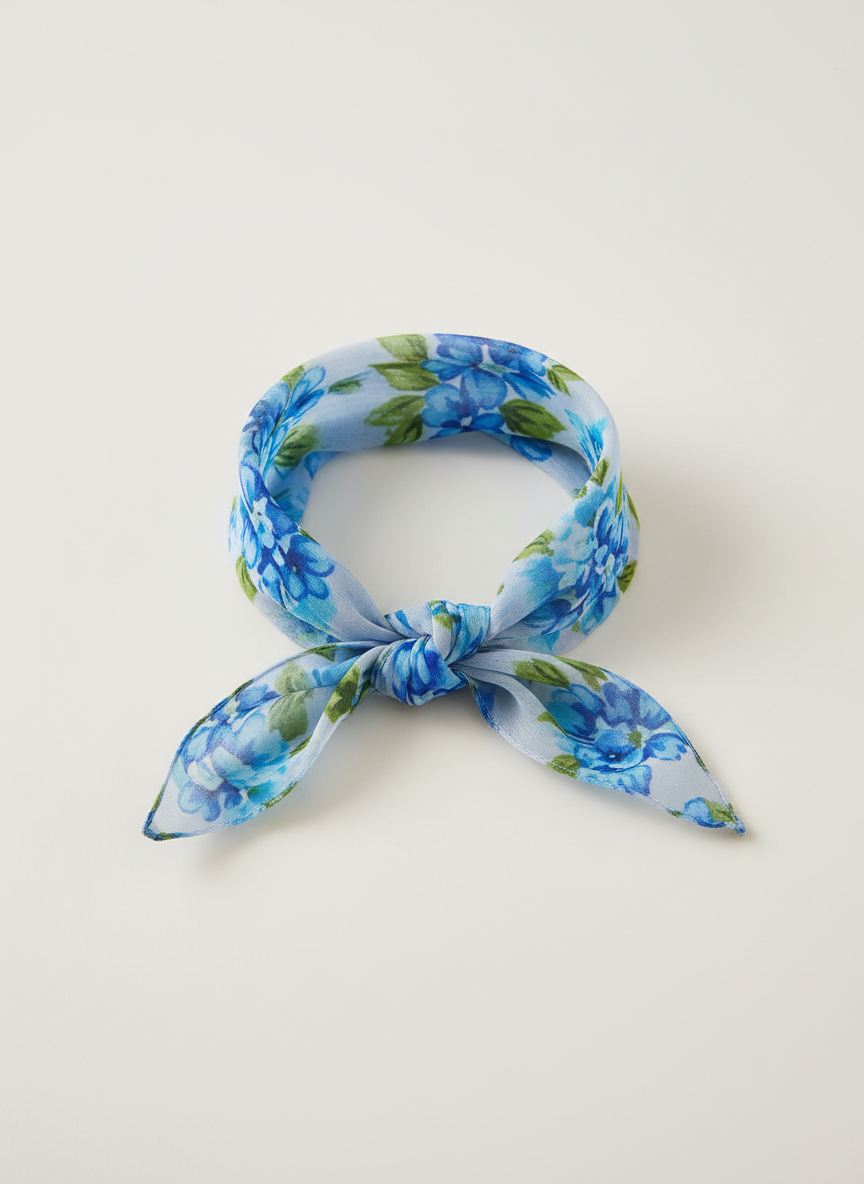 Vera Floral Neckerchief Large Blue Floral Main Image
