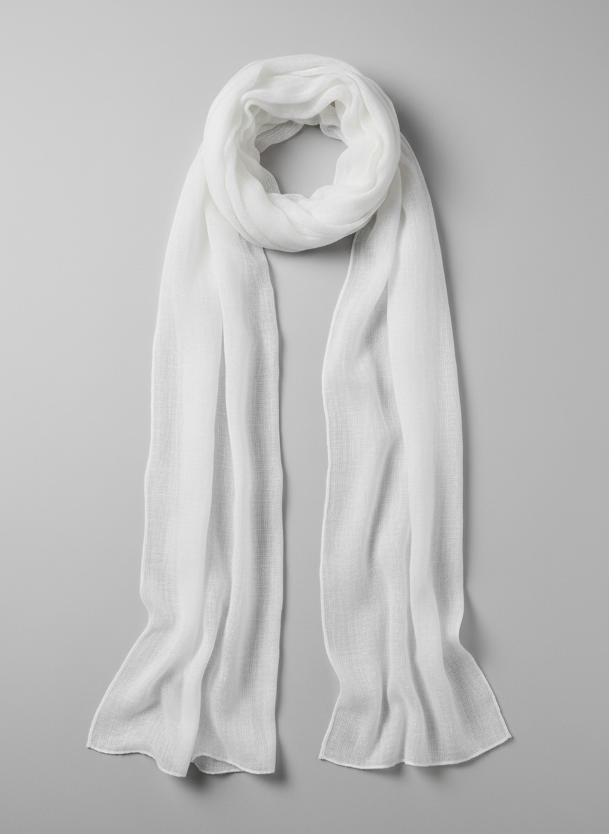 Solstice Lightweight Linen Scarf Extra Long White Main Image