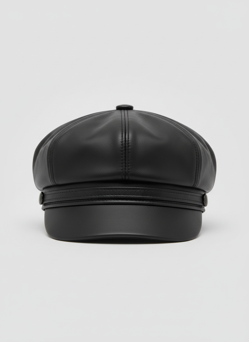 Rebel Leather Baker Boy Hat L/XL Black Main Image