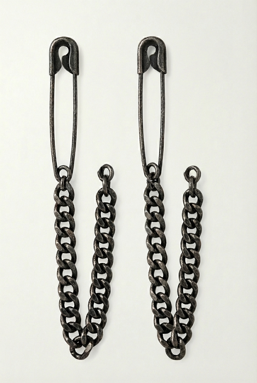 Oversized Safety Pin Drop Earrings Main Image