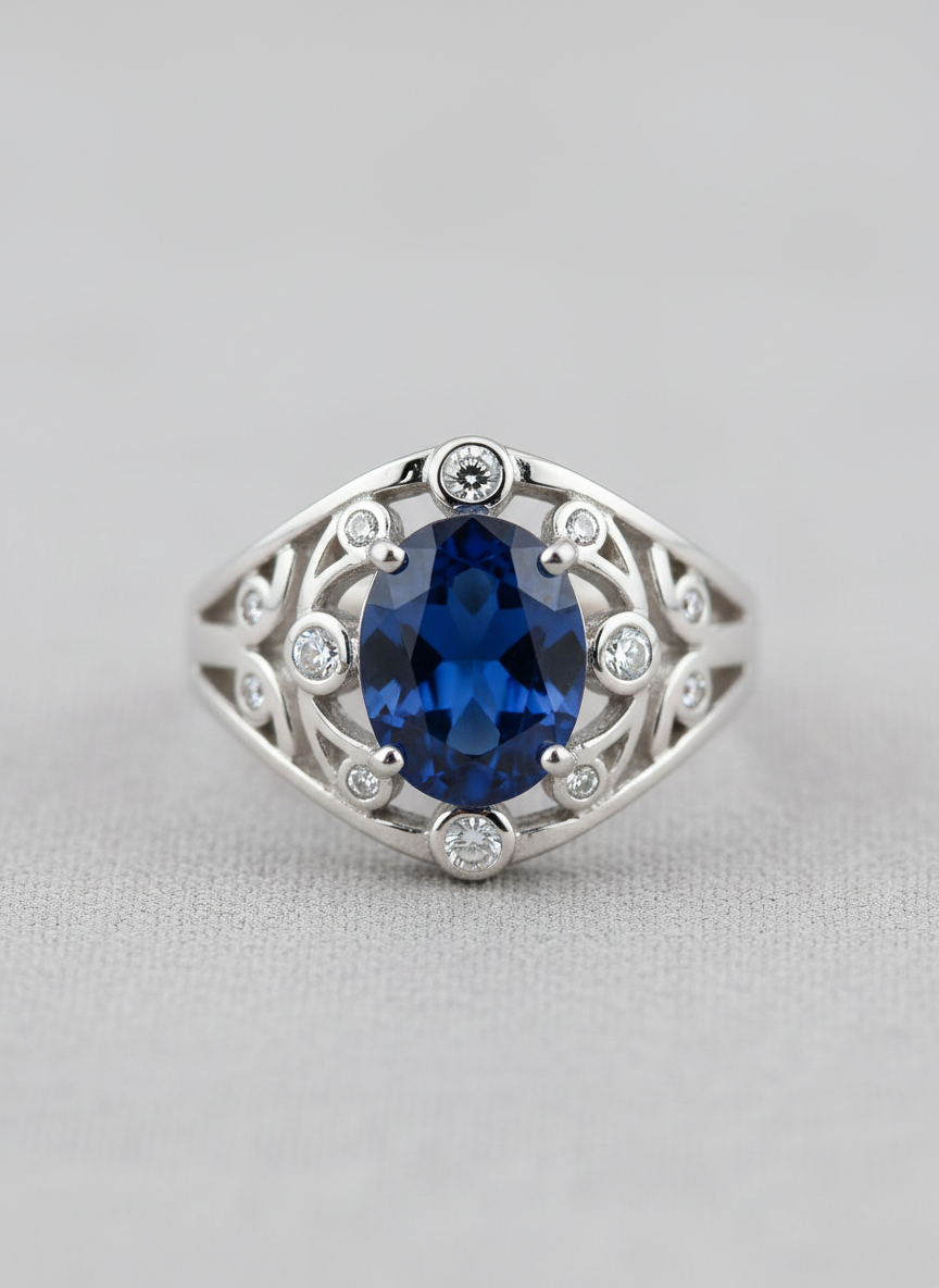 Vera Sapphire Cocktail Ring Size 6 Main Image