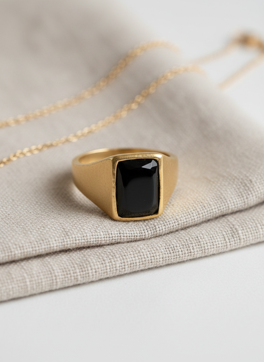 Rebel Onyx Signet Ring Size 7 Main Image