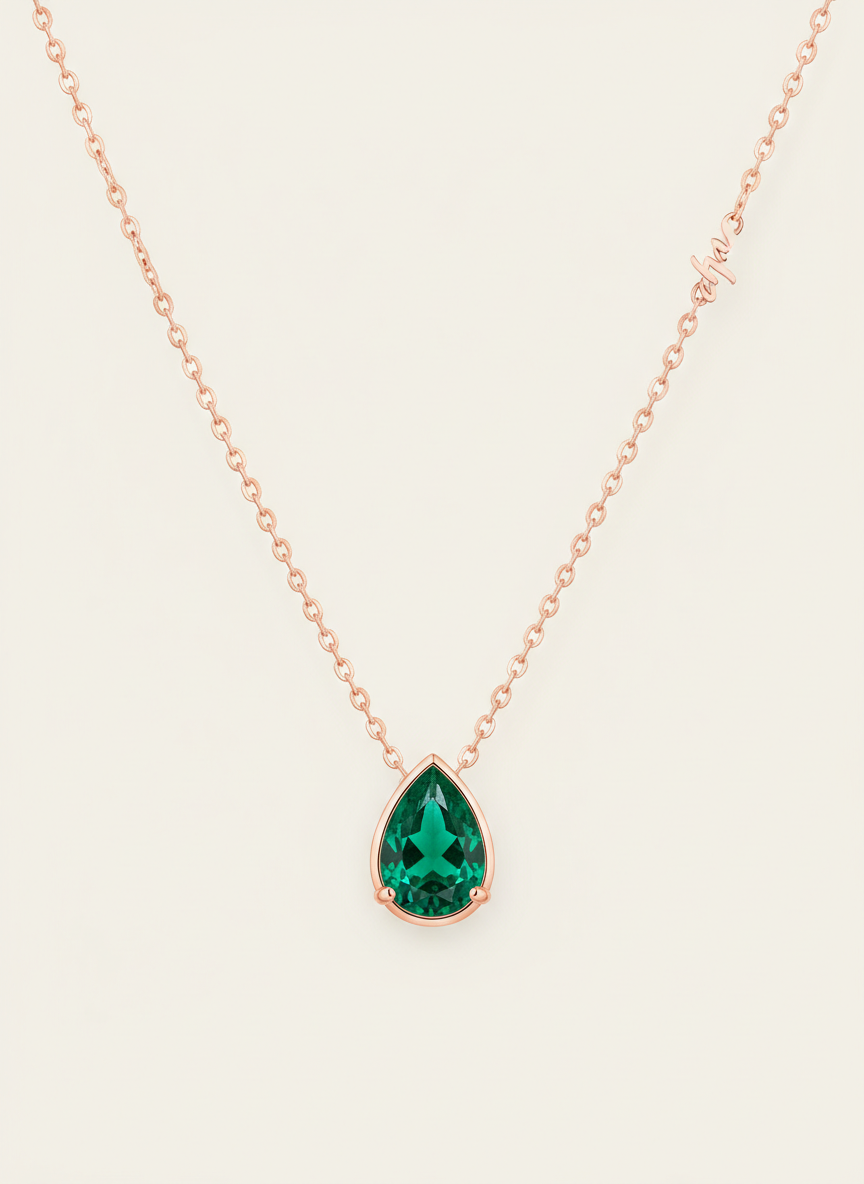 Aura Emerald Teardrop Necklace 20 Inch Main Image