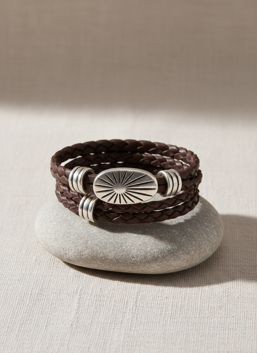 Solstice Braided Leather Wrap Large Main Image