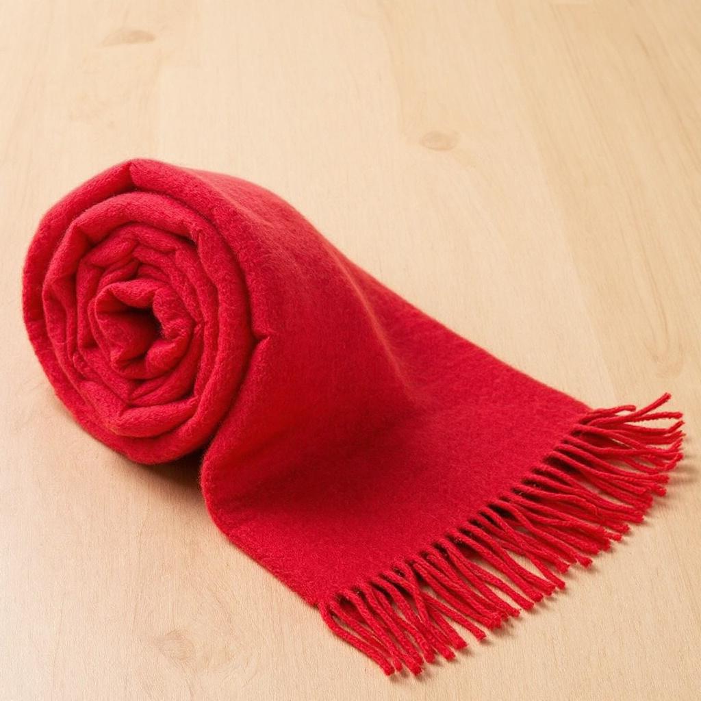 Solid Red Fringed Wool Scarf Main Image