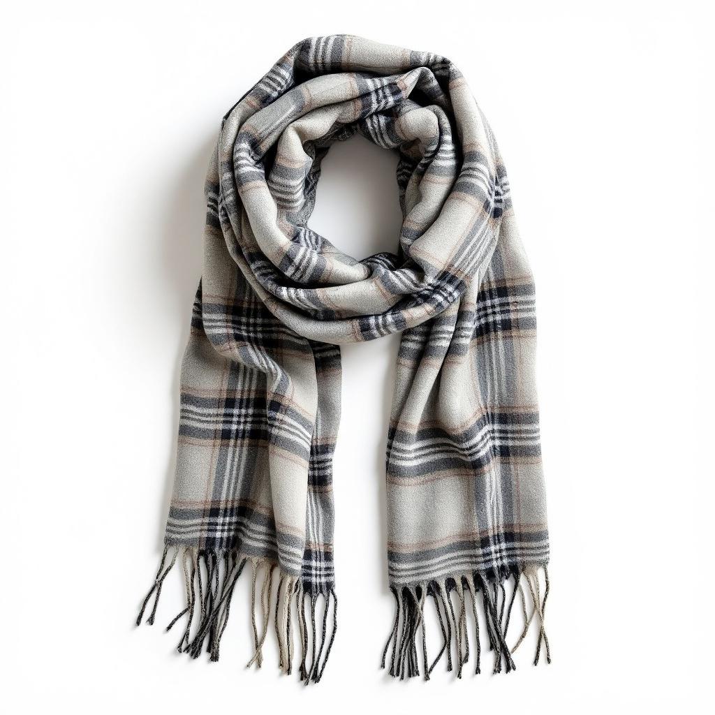 Plaid Wool Blend Winter Scarf Main Image