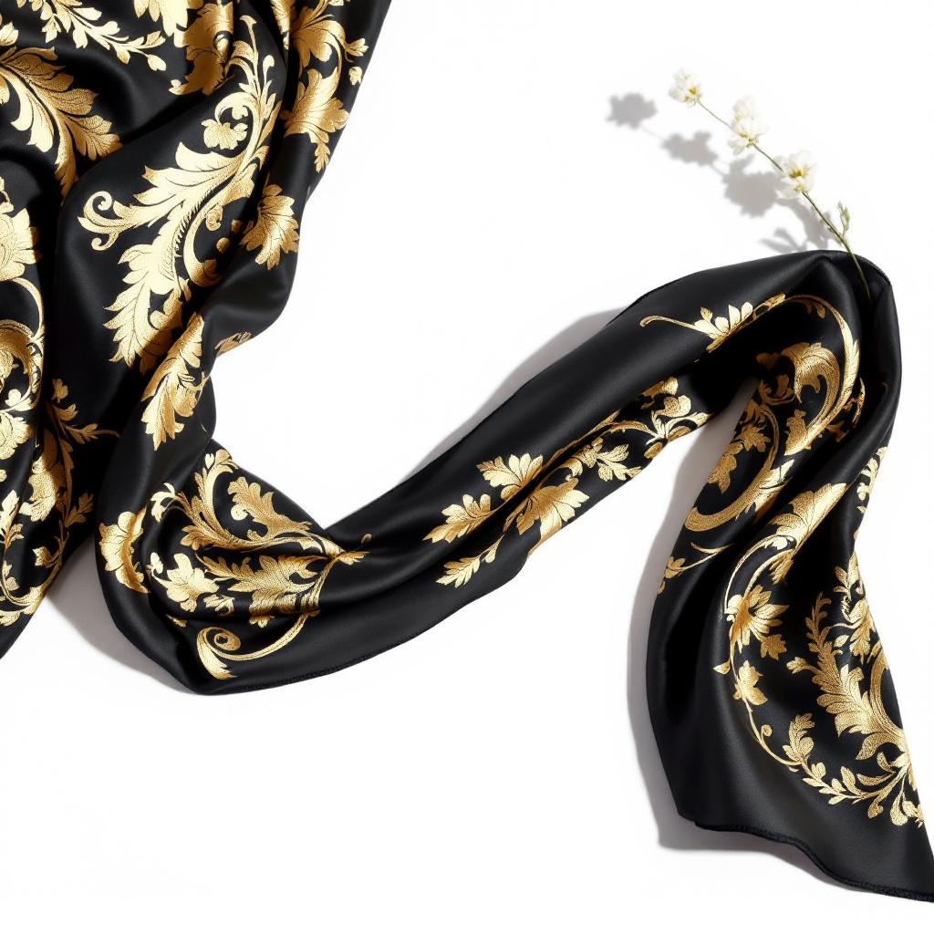 Baroque Gold Pattern Silk Scarf Main Image