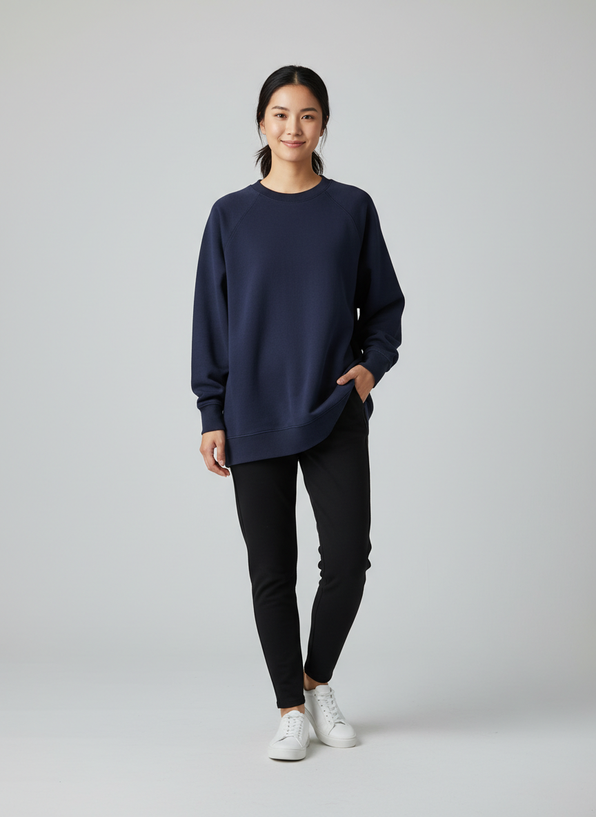 Vera Oversized Pullover Sweatshirt Small Navy Main Image
